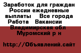 Заработок для граждан России.ежедневные выплаты. - Все города Работа » Вакансии   . Владимирская обл.,Муромский р-н